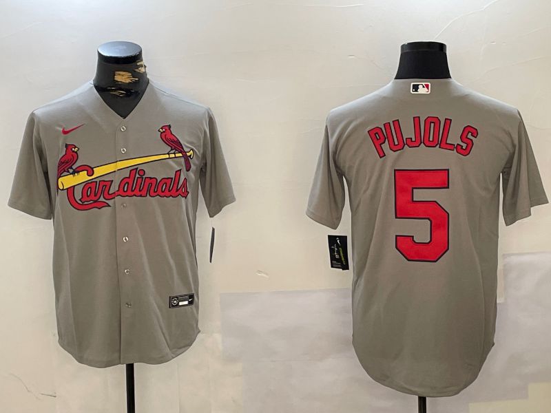 Men St.Louis Cardinals #5 Pujols Grey Game 2024 Nike MLB Jersey style 1->st.louis cardinals->MLB Jersey